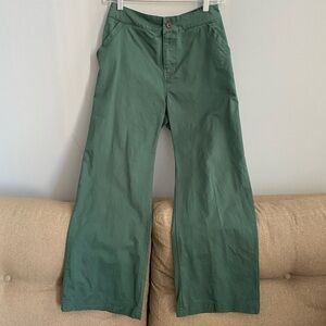 Pact Pants Wide Leg Crop Organic Green Stretch Waist